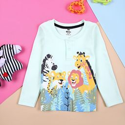 V-Mart Boys Graphic Printed Henley Neck Cotton T-shirt-picture-28