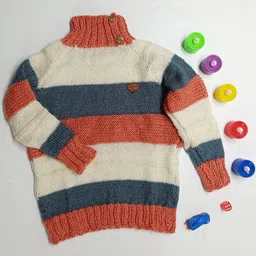 ShilpShakti Kids Colourblocked Woolen Full Sleeves Full Sweater Pullover-image-1