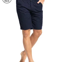 Jockey Men Pack of 2 Navy Blue Solid Straight Fit Lounge Shorts-picture-30