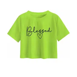 Girls Casual Cotton Blend Crop Top (Green, Pack of 1)-15