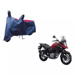Auto Pearl Waterproof Two Wheeler Cover For Suzuki V Strom 650 (Red & Blue)-image-90