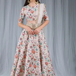 Payal Singhal Printed Mirror Work Ready to Wear Lehenga & Blouse With Dupatta-27