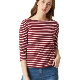 Miss Chase Maroon & White Striped Top-picture-23