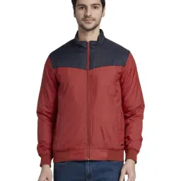 Parx Red & Navy Regular Fit Color Block Jacket-6