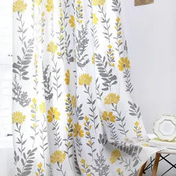Tranquebar Home Yellow & White Set of 2 Floral Door Curtain-image-64