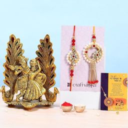 CraftVatika Set Of 3 Radha Krishna With Rakhi Gift Set-image-68