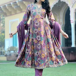 Anouk Ethnic Motifs Printed Notch Neck Pure Cotton Kurta with Trousers & Dupatta-picture-11