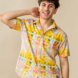 FREEDOM TREE Comfort Printed Spread Collar Cotton Casual Shirt-image-67