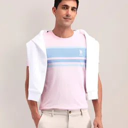 U.S. Polo Assn. Men Striped Round Neck Cotton Slim Fit T-shirt-picture-42