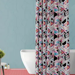 ArtzFolio Grey & Pink Printed Waterproof Shower Curtain-image-9