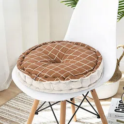 Kuber Industries Set Of 2 Black & Brown Printed Sitting Chair Cushion Pads-9