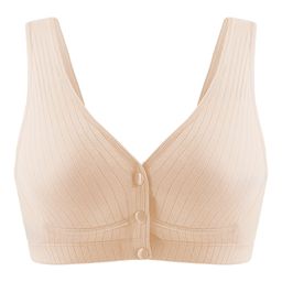 MOMISY Wirefree Cotton Front Button Closure Maternity Nursing Bra - Peach-image-95