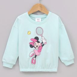 Babyhug Cotton Knit Full Sleeves Drop Shoulder Mini Mouse Printed Sweatshirt With Elasticated Bottom Hem - Sky Blue-image-13