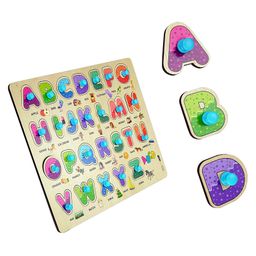 Enorme Big Wooden ABCD Puzzle with Knobs Educational and Learning Game For Kids Multicolour - 26 Pieces-15