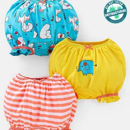 Babyoye Eco Conscious Anti Bacterial Cotton Printed Bloomers Pack of 3 - Blue Orange & Yellow-picture-5