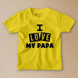 Be Awara Family Theme Half Sleeves I Love My Papa Printed Tee - Yellow-image-95