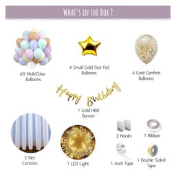 Bubble Trouble Pastel Multicolor Balloons Birthday Decoration Items for Little one's with gold Star Foil Balloon Pack of -77-36