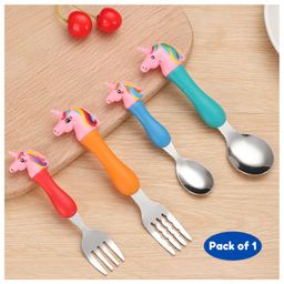 Puchku Stainless Steel Pink Unicorn Spoon & Fork Set (Multicolor  pack of 1)-11