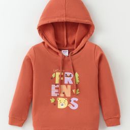 Tango Single Jersey Full Sleeves Hooded  T-Shirt with Text  - Rust Orange-picture-25