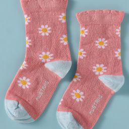 Mustang Cotton Knit Ankle Length Socks with Floral Design - Pink-image-92