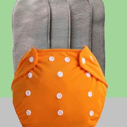 The Cheeky Kidzz Baby Reusable Cloth Diaper Adjustable Diaper Nappies & Bamboo Microfiber Inserts (Orange)-18