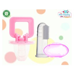 The Cheeky Kidzz Baby Soft Silicone Bristles Finger Toothbrush For Set Massaging & Cleaning Gums With Pacifier Teether (PINK)-picture-23