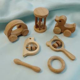 neemtoys Toddler Toys- Rattles, Wheel Toys & Teethers Made From Pure Neem Wood-10