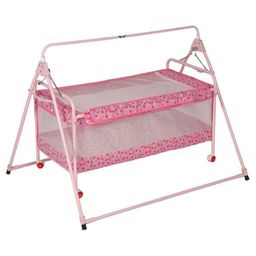 Infanto Sleepwell Baby Cradle Palna Jhula Swing Totil Sturdy Frame Hammock Style Folding Net Cover Anti Skid Pad 0 to 12 Months CC31 STD PINK-13