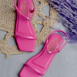Shoetopia Solid Buckle Closure Sandals - Pink-image-52