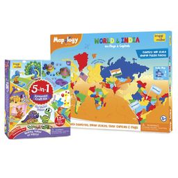 Imagimake Kid Combo: Educational Map, Birds Puzzle And 5-In-1 Craft Kit, Paper - Multicolour-1