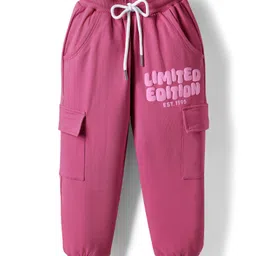 Smarty Girls Looper Knit Full Length Pajama With Miami Print & Cargo Pockets - Dark Pink-picture-11