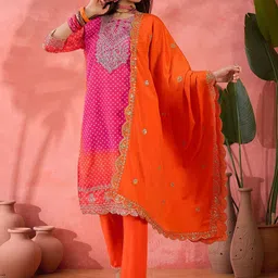 SHADOW & SAINING Women Ethnic Motifs Embroidered Regular Beads and Stones Kurta with Trousers & With Dupatta-picture-55