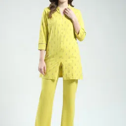 Monte Carlo Geometric Printed Mandarin Collar Kurti & Pyjamas Night Suit-image-5