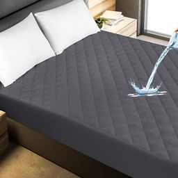 CRAZY WORLD Grey Polycotton Water Resistant Mattress Protector-image-70