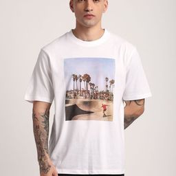 R&B Graphic Printed Drop-Shoulder Sleeves Cotton T-shirt-picture-21
