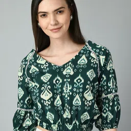 DOISA Print Puff Sleeve Cotton Top-image-49
