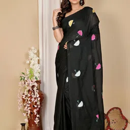 DipDiya Abstract Embroidered Pure Cotton Taant Saree-picture-16
