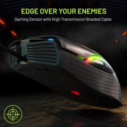 Archer Tech Lab Recurve 300 Wired Gaming Mouse,12000 Dpi with 1000Hz Polling Rate 8 Buttons, Support, 6 Mode RGB, Sunplus Sensor, 10 Mn+ Clicks Huyu Switches, Compatible with Pc/Mac - Black image 5