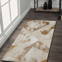 OBSESSIONS Beige & White Printed Anti-Static Floor Runner-3