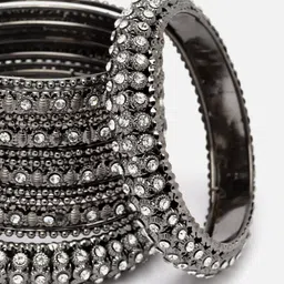 Anouk Set Of 14 Sliver-Plated Stone-Studded Bangles image 3