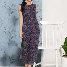 Sera Women Floral Printed High Slit Pure Cotton Kurta with Palazzos-image-95