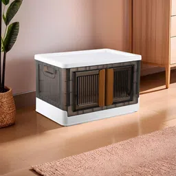 RUBOXA Black & White Double Door Storage Organiser With Lid & Wheels-46