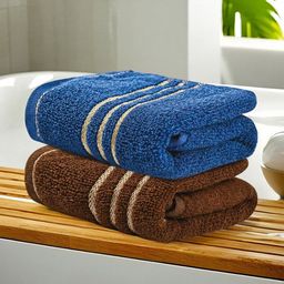Aura Brown & Blue 2 Pieces Cotton 350 GSM Bath Towels-image-62