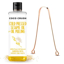 Coco Crush Cold Pressed Sesame Oil For Pulling With Copper Tongue Cleaner -200ml-image-83
