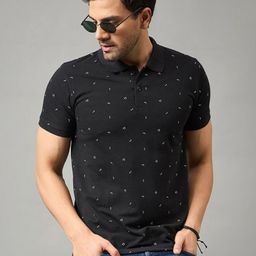 Zigo Conversational Printed Polo Collar Short Sleeves Casual T-shirt-image-96