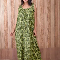 CLYMAA Women Lime Green Maxi Nightdress-image-21