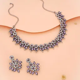Anouk Silver-Plated Artificial Stones Studded Nacklace With Earrings-92