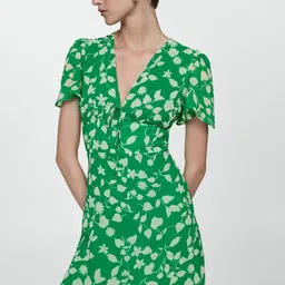 MANGO Floral Print Puff Sleeve Sheath Mini Dress-image-41