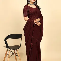 K 5 Fashion Striped Pure Chiffon Regular Saree-picture-29