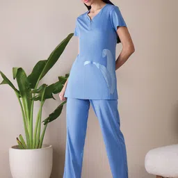 Sweet Dreams Women V-Neck Short Sleeves Night suit-image-37